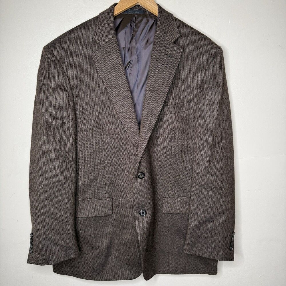 Lauren Ralph Lauren 44R Brown Herringbone Blazer Sport Coat 100% Wool Mens - Picture 3 of 13